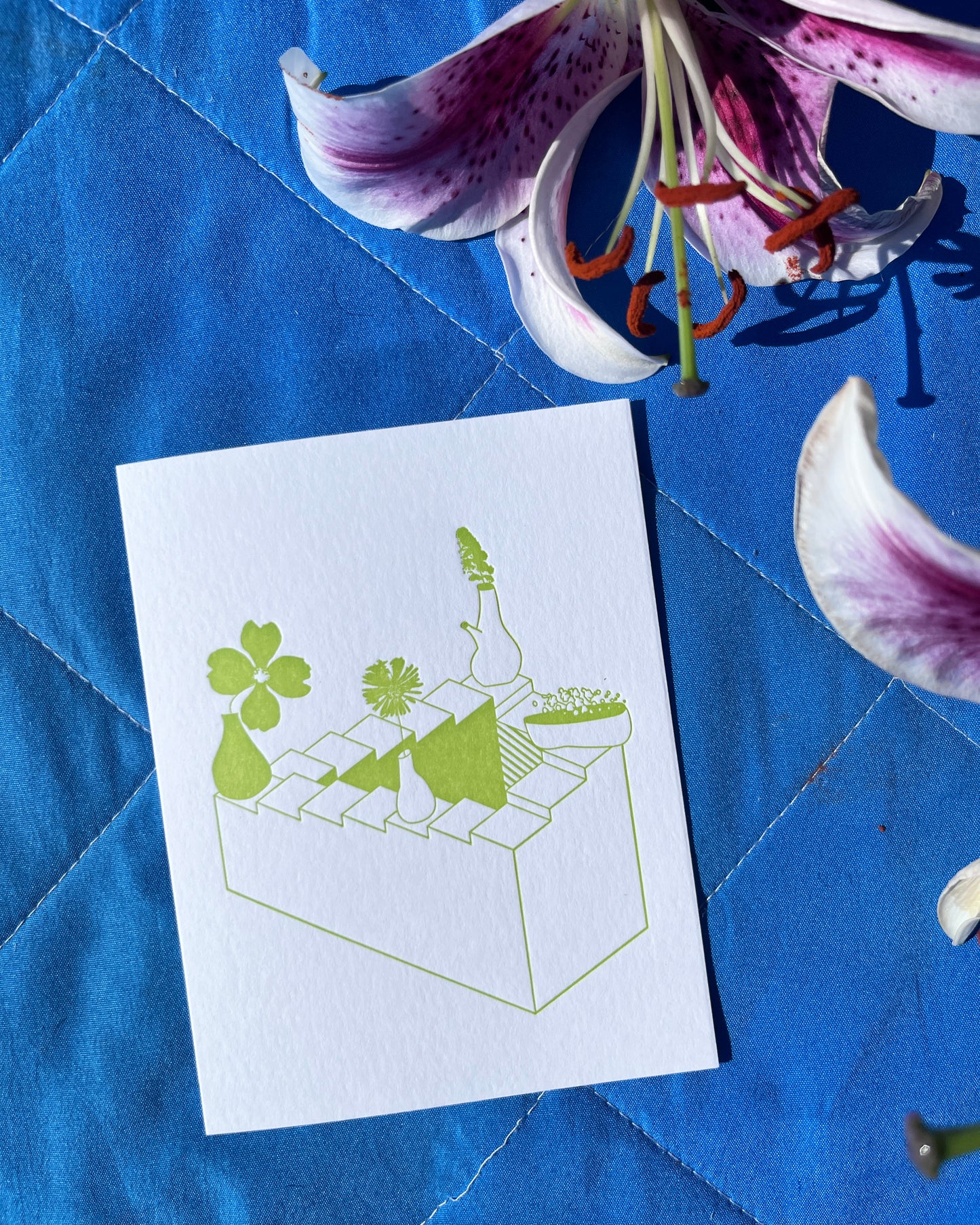 Green Bloom Stairs Card, David Bernabo x Meshwork, #162 (limited edition)