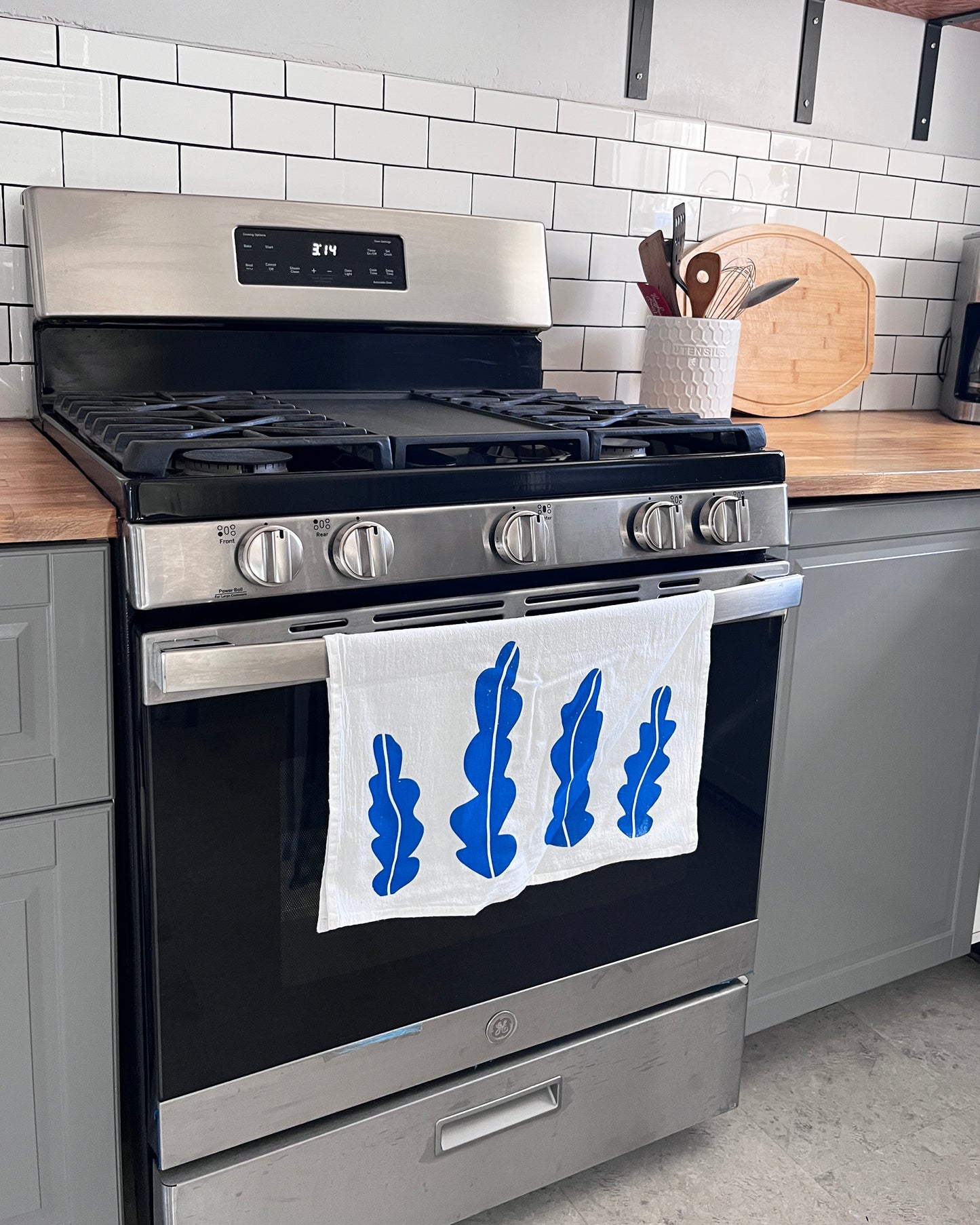 Blue Leaf Tea Towel