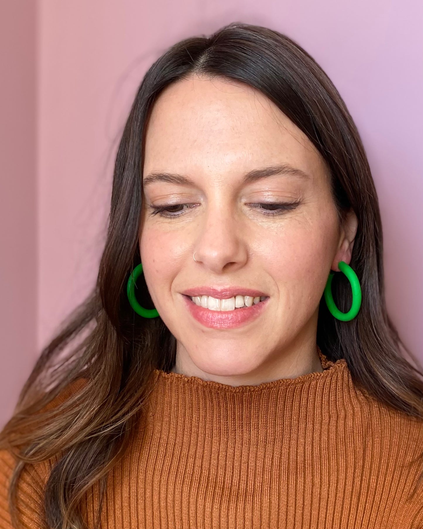 Green Medium Hoop Earrings