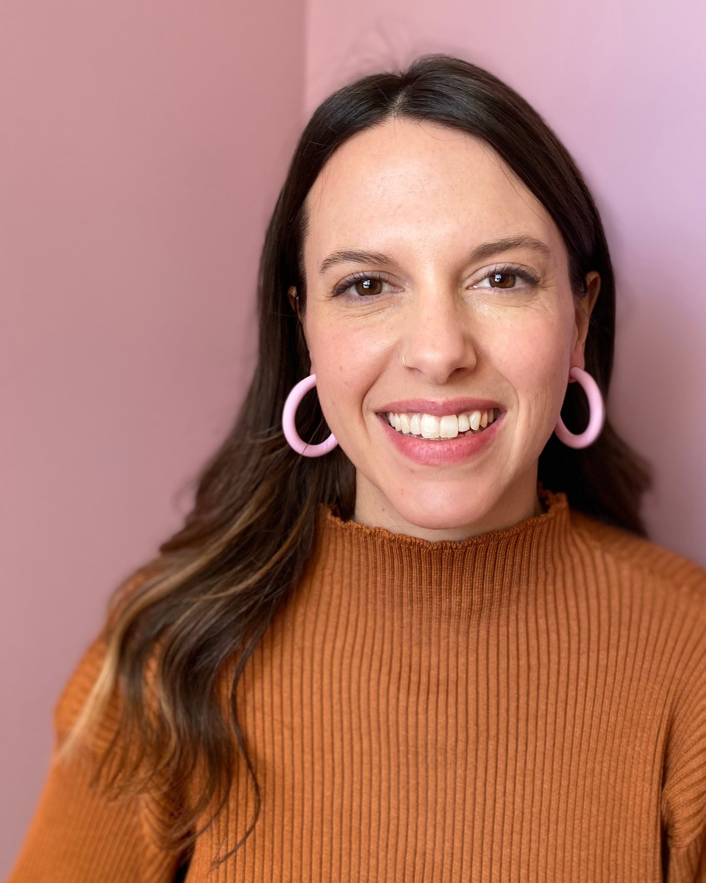 Blush Pink Medium Hoop Earrings