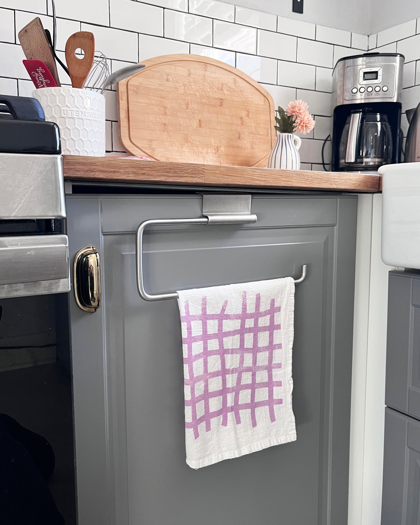 Lavender Grid Tea Towel