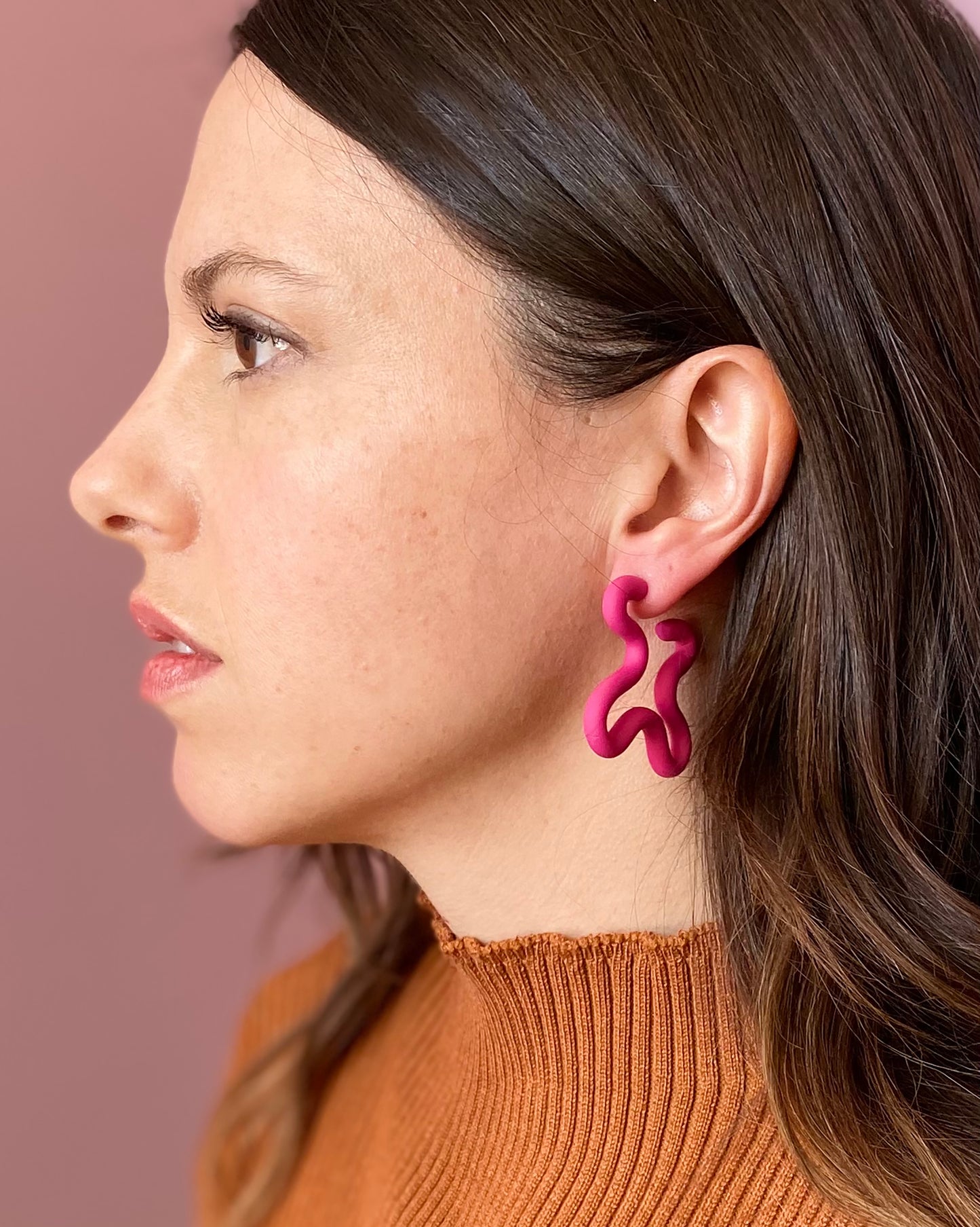 Barbie Pink Medium Squiggle Hoop Earrings