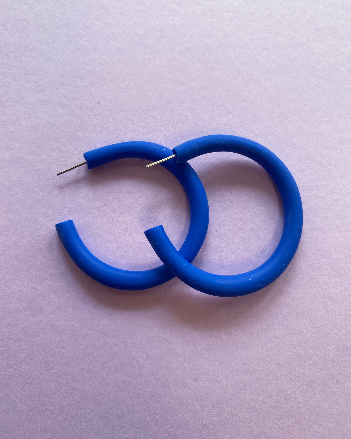 Royal Blue Medium Skinny Hoop Earrings