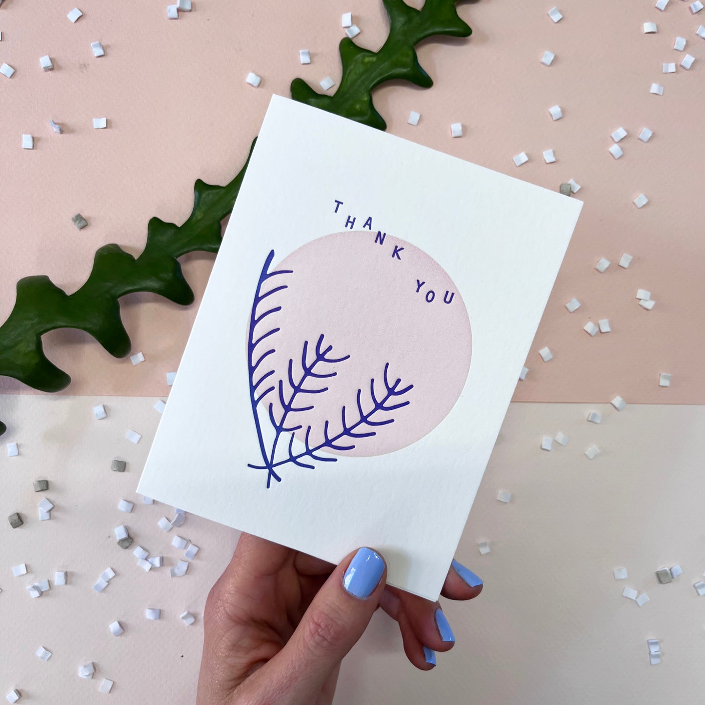 Box of 6, Blue Pine Thank You Cards, 113B