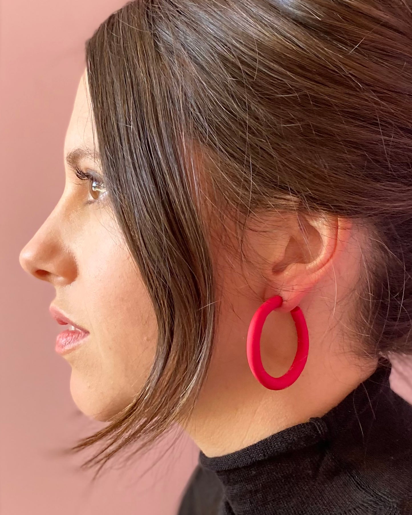 Warm Red Medium Hoop Earrings