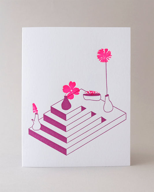 Pink Bloom Stairs Card, David Bernabo x Meshwork, #161 (limited edition)
