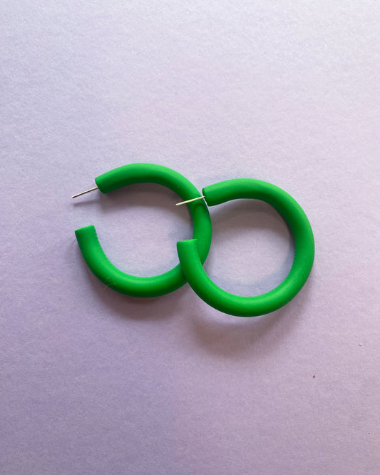 Green Medium Hoop Earrings
