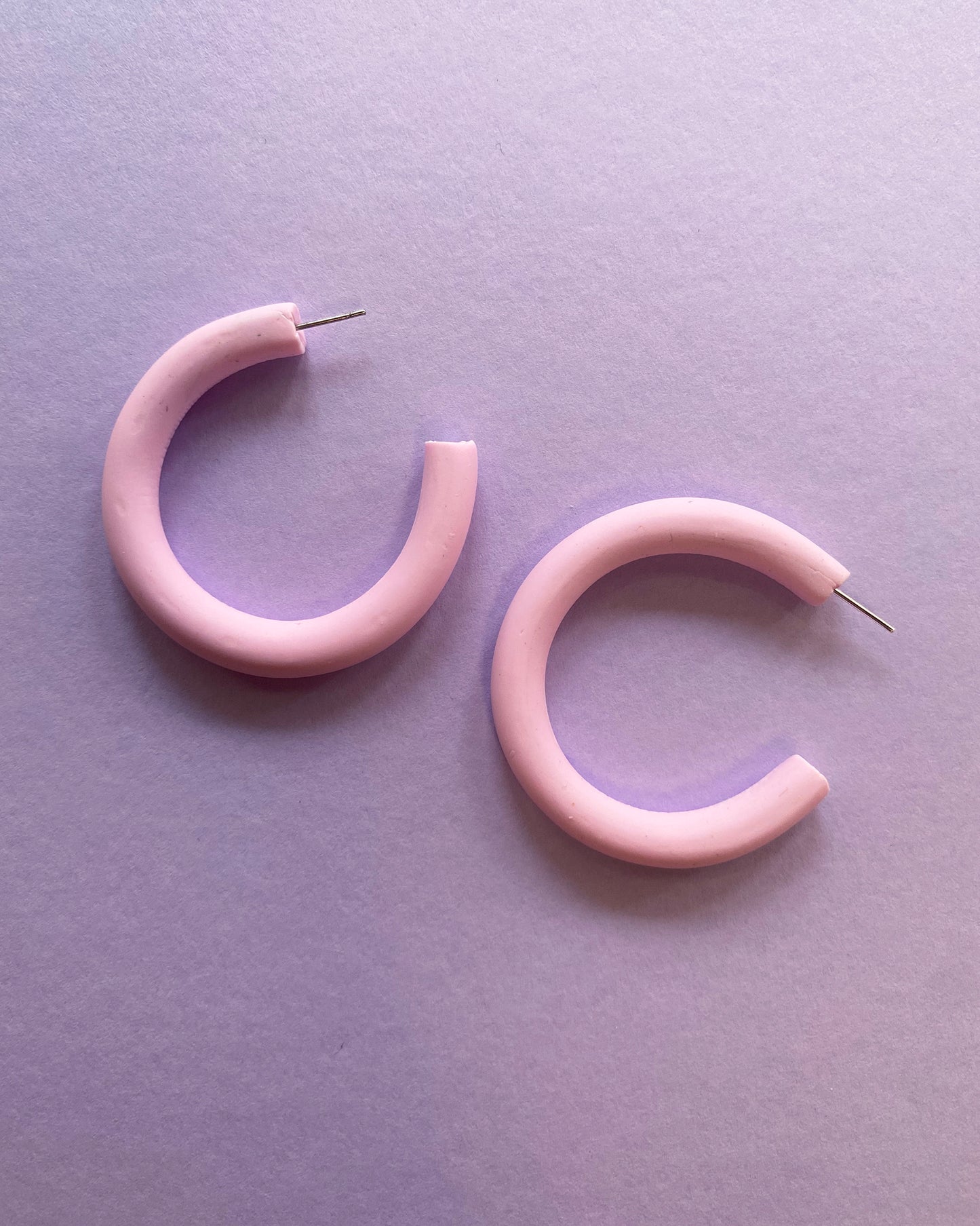 Blush Pink Medium Hoop Earrings