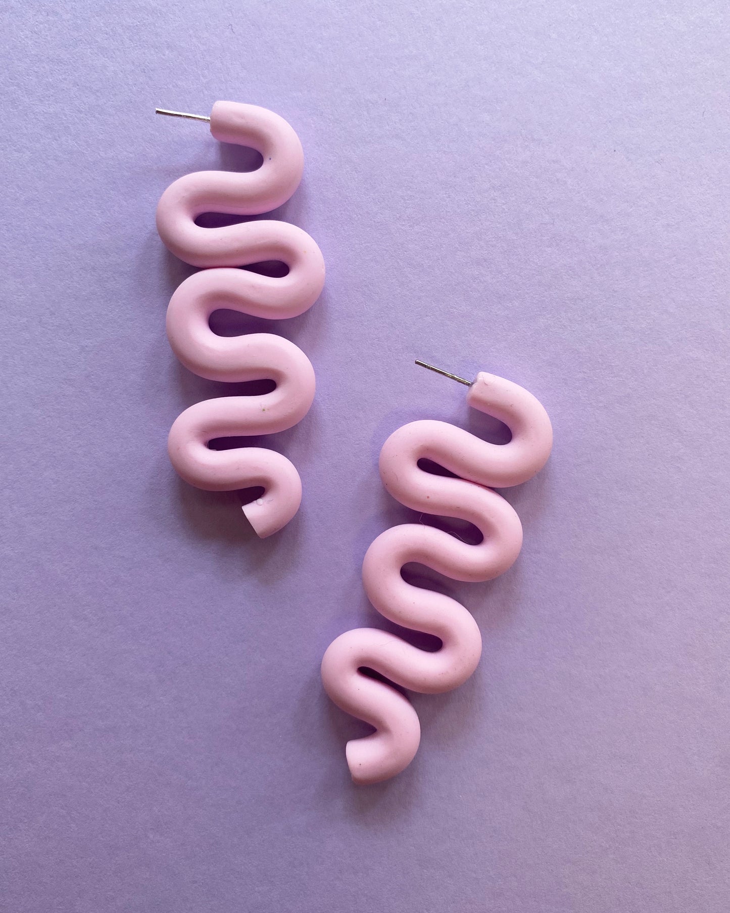 Blush Pink Loose Squiggle Medium Stud Earrings