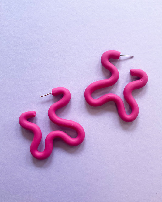 Barbie Pink Medium Squiggle Hoop Earrings