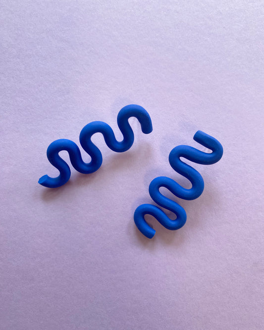 Royal Blue Small Loose Squiggle Stud Earrings