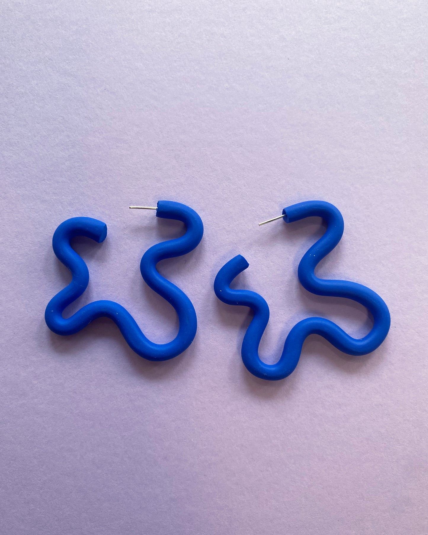 Royal Blue Medium Squiggle Hoop Earrings