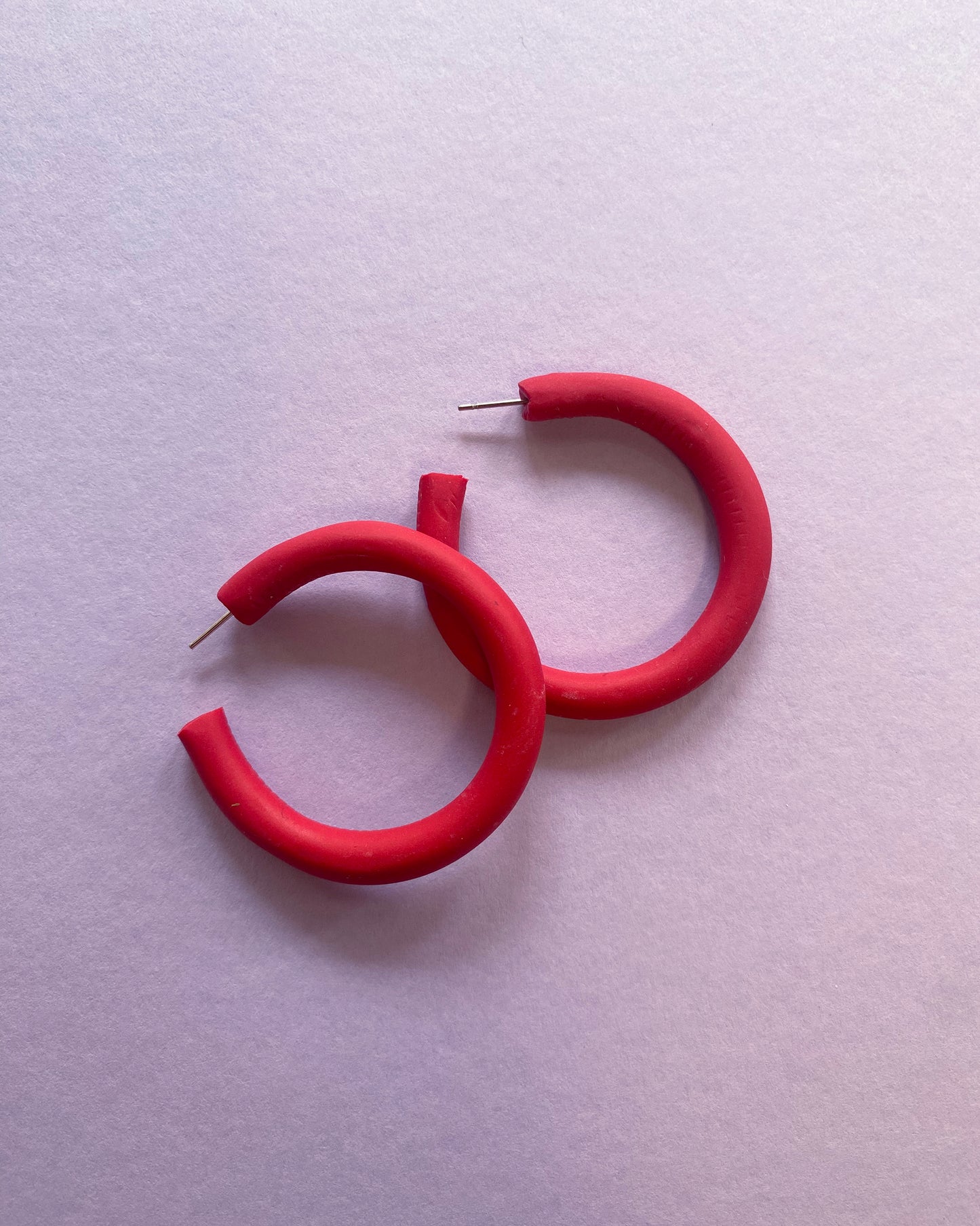 Warm Red Medium Hoop Earrings